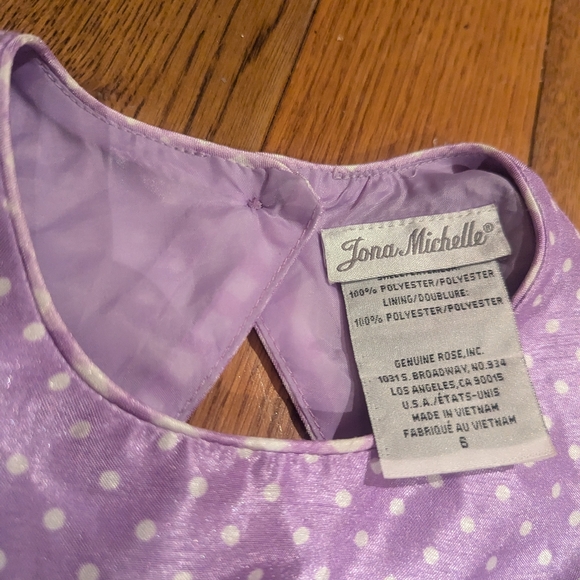 Girls Size 6 Purple with White Polka dots Jona Michelle Dress, BN no tags - Picture 3 of 7
